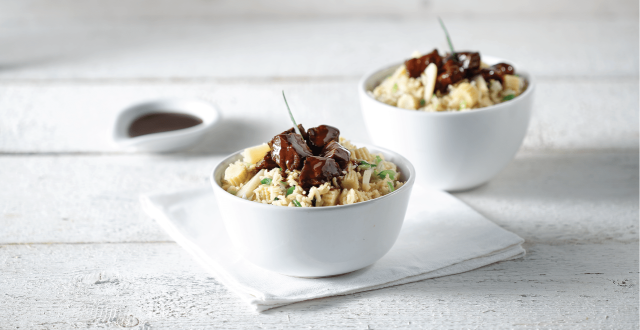 ΜΟΣΧΑΡΙ ΜΕ TERIYAKI SAUCE ΚΑΙ ΚΑΣΤΑΝΟ BASMATI