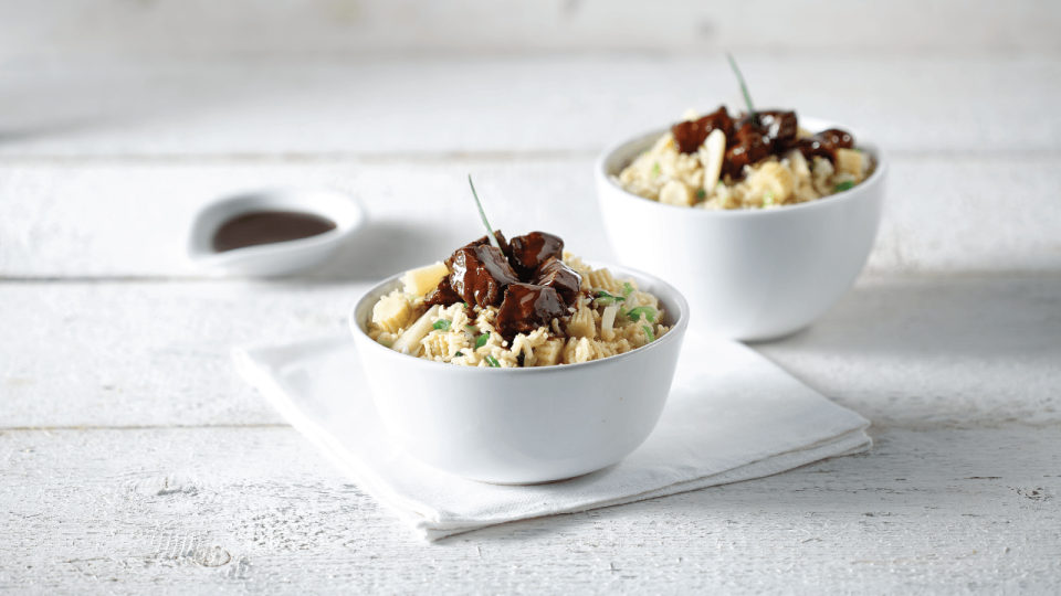 ΜΟΣΧΑΡΙ ΜΕ TERIYAKI SAUCE ΚΑΙ ΚΑΣΤΑΝΟ BASMATI